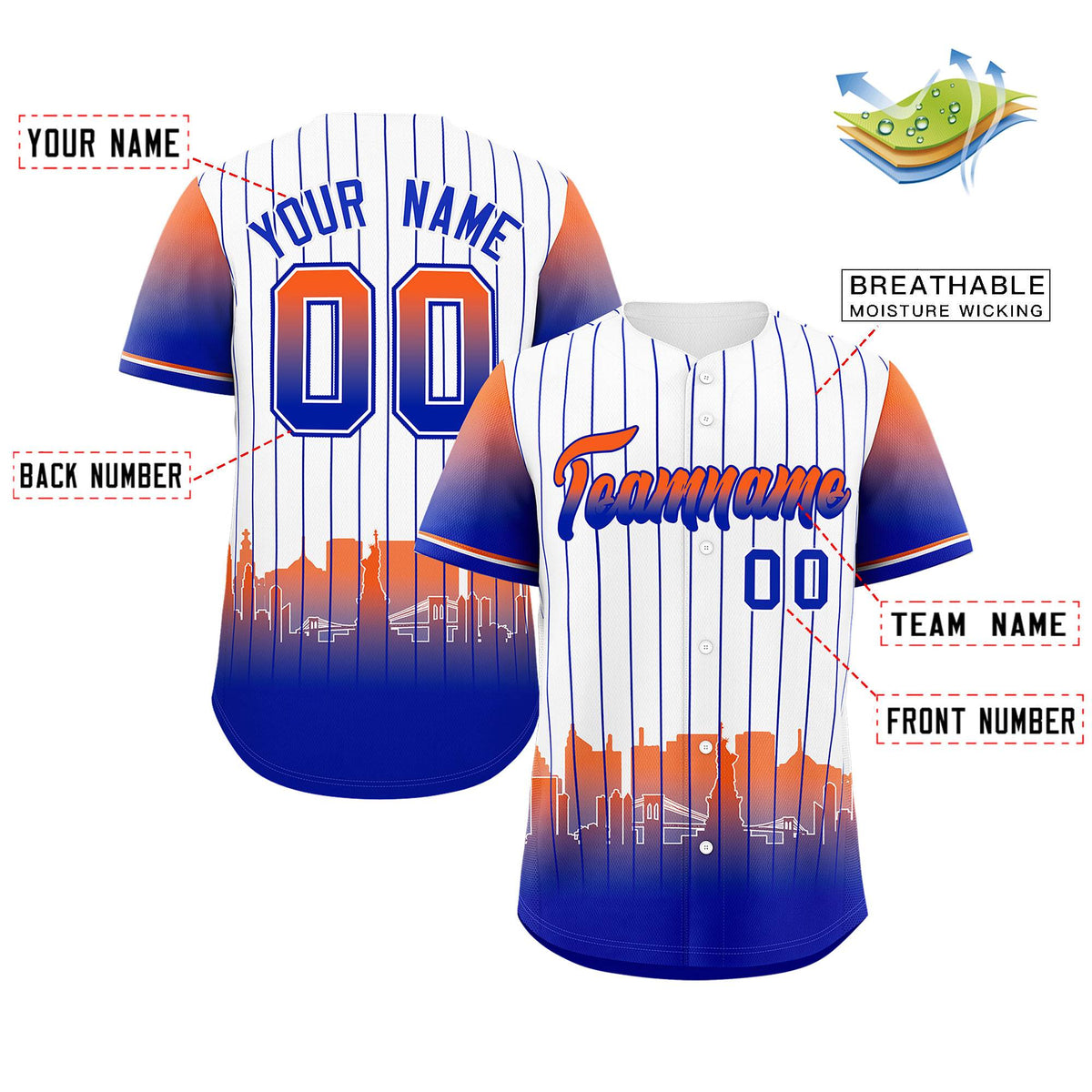 Custom White New York City Silhouette Authentic Baseball Jersey