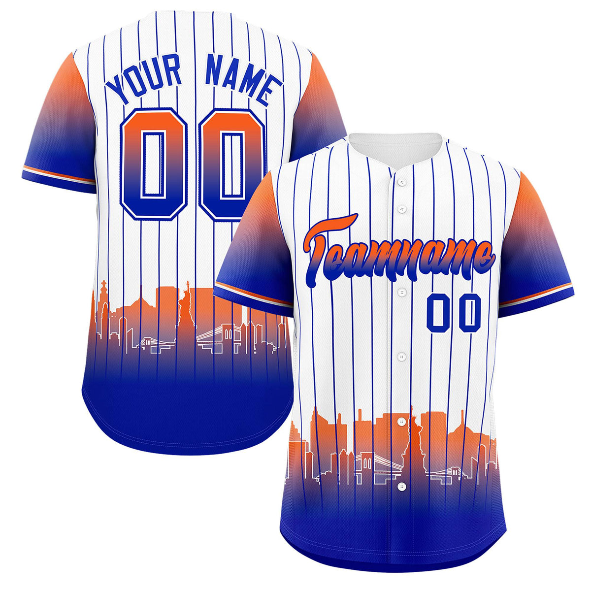 Custom White New York City Silhouette Authentic Baseball Jersey