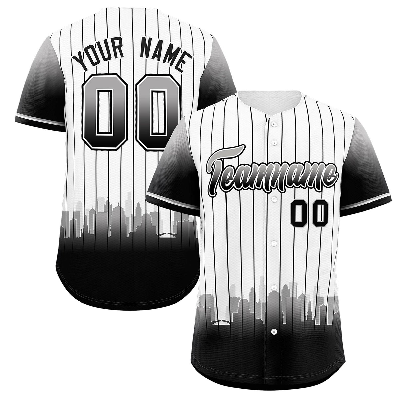 Custom White Chicago City Silhouette Authentic Baseball Jersey