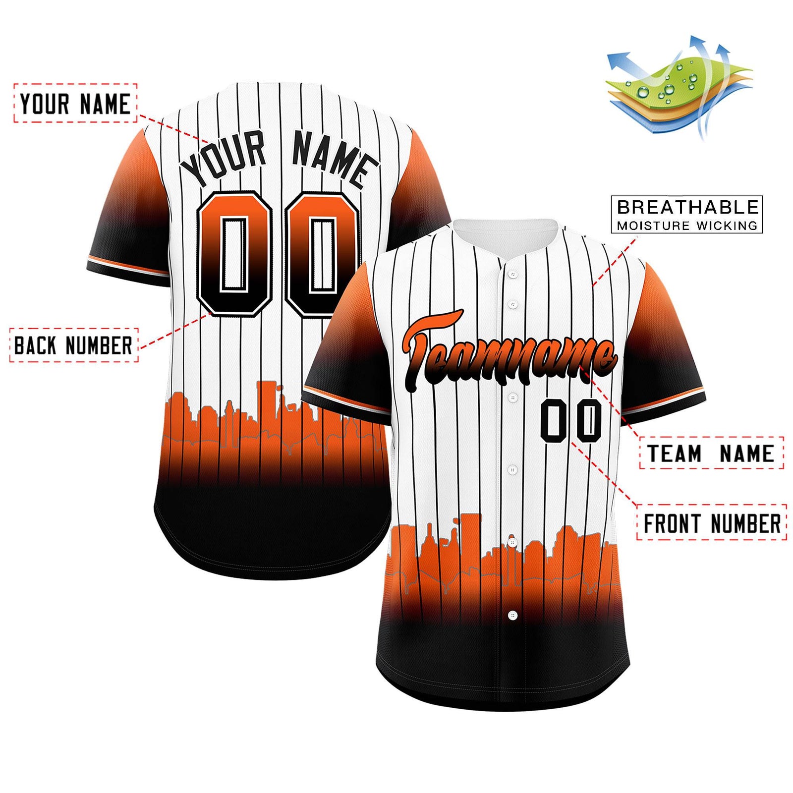 Custom White Baltimore City Silhouette Authentic Baseball Jersey