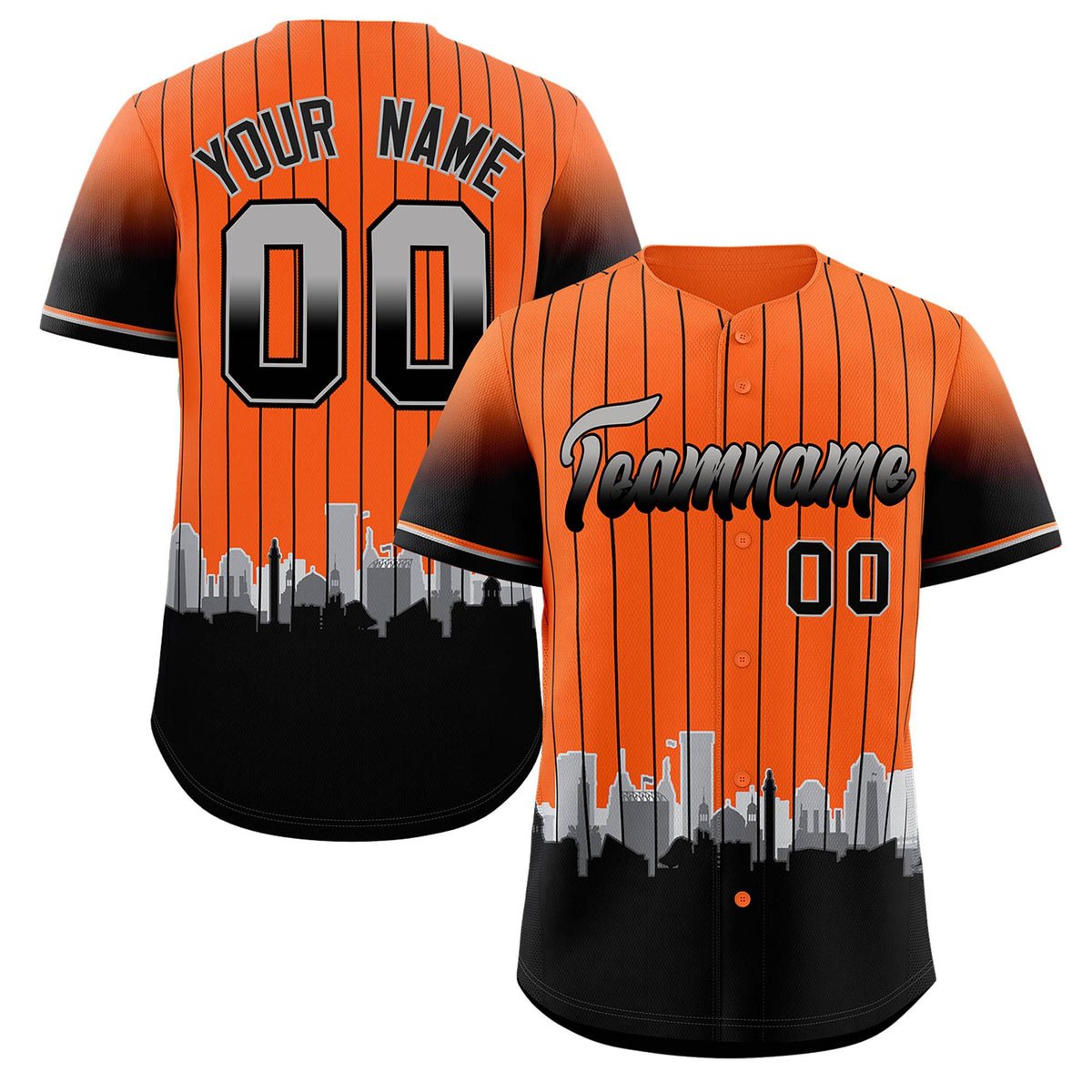 Custom Orange Baltimore City Silhouette Authentic Baseball Jersey