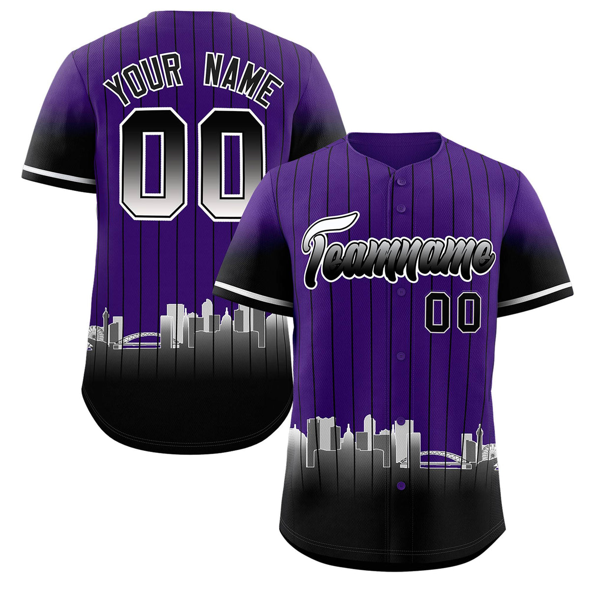 Custom Purple Denver City Silhouette Authentic Baseball Jersey