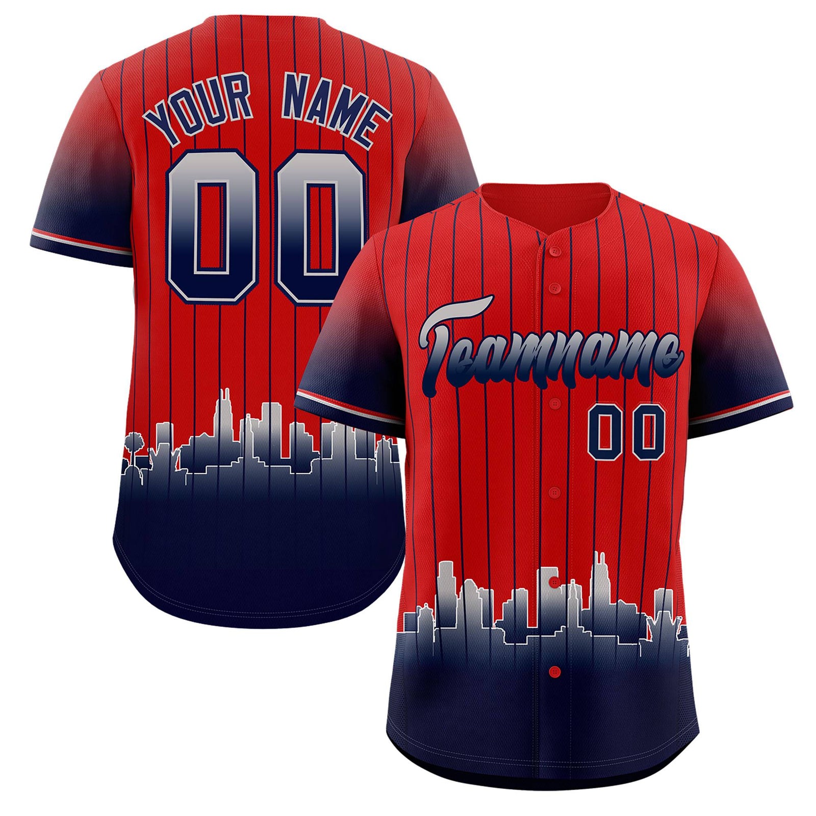 Custom Red Los Angeles City Silhouette Authentic Baseball Jersey