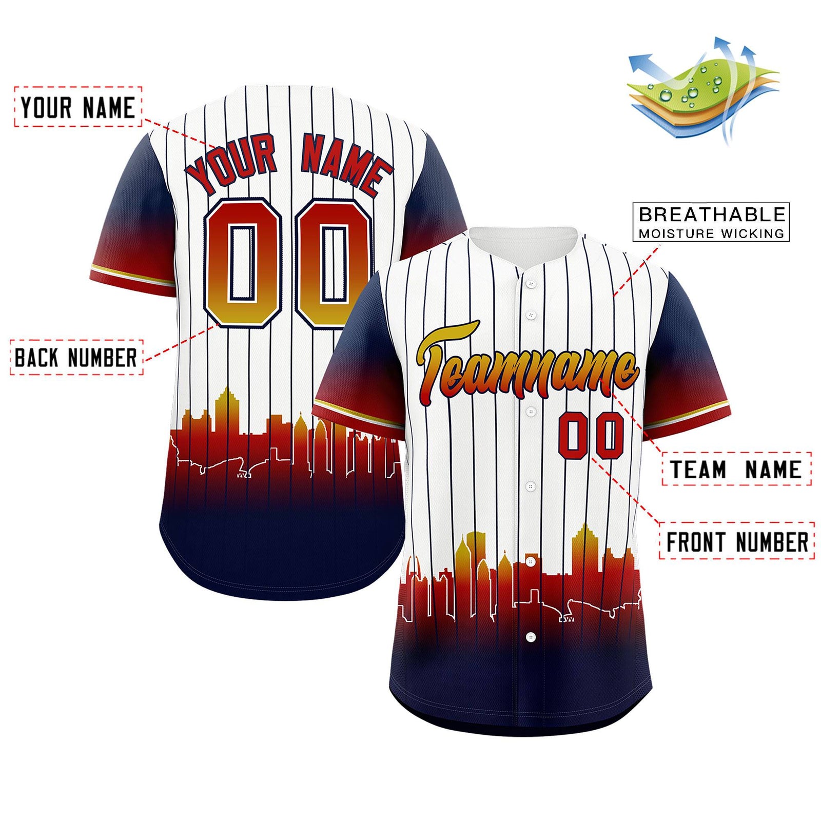 Custom White Atlanta City Silhouette Authentic Baseball Jersey