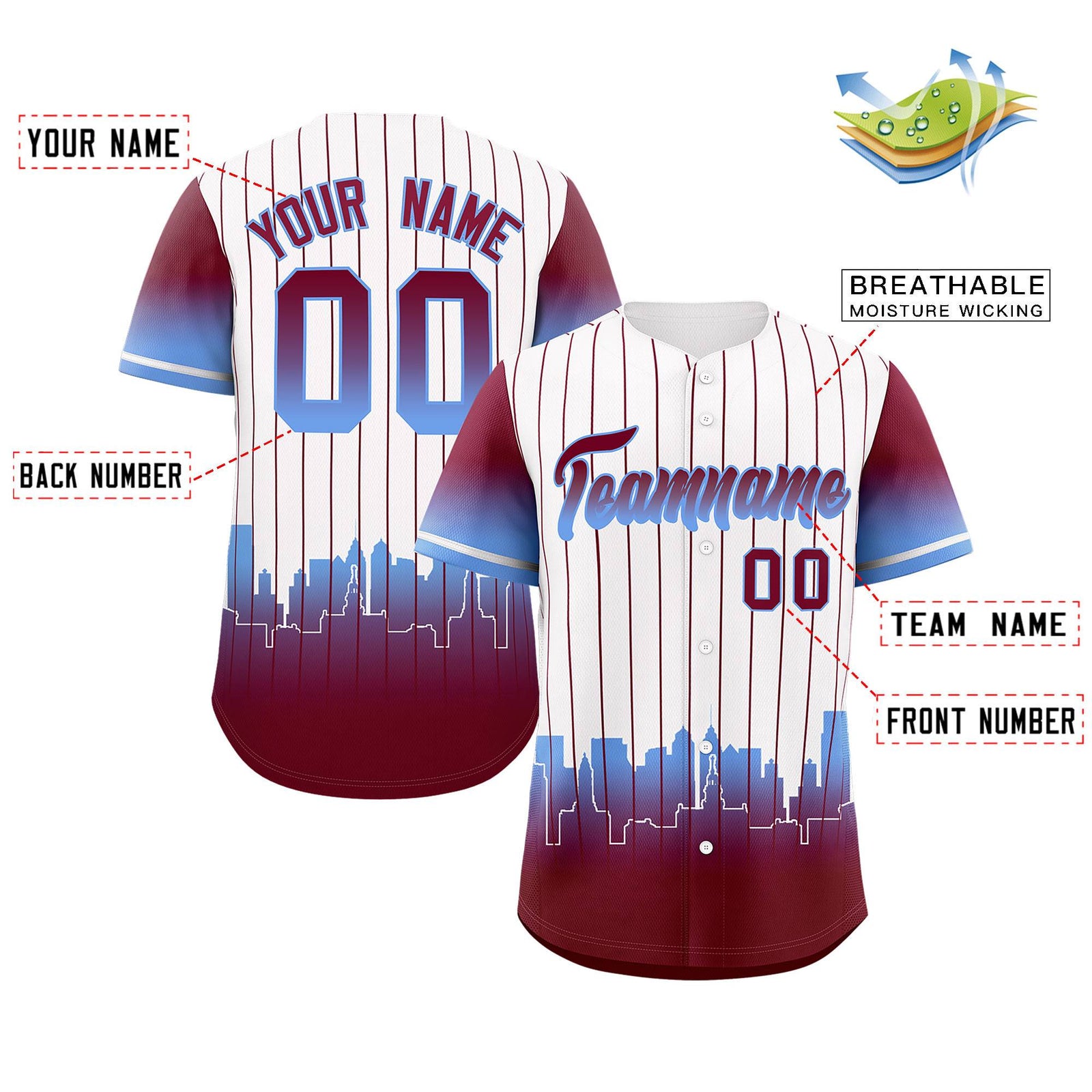 Custom White Philadelphia City Silhouette Authentic Baseball Jersey