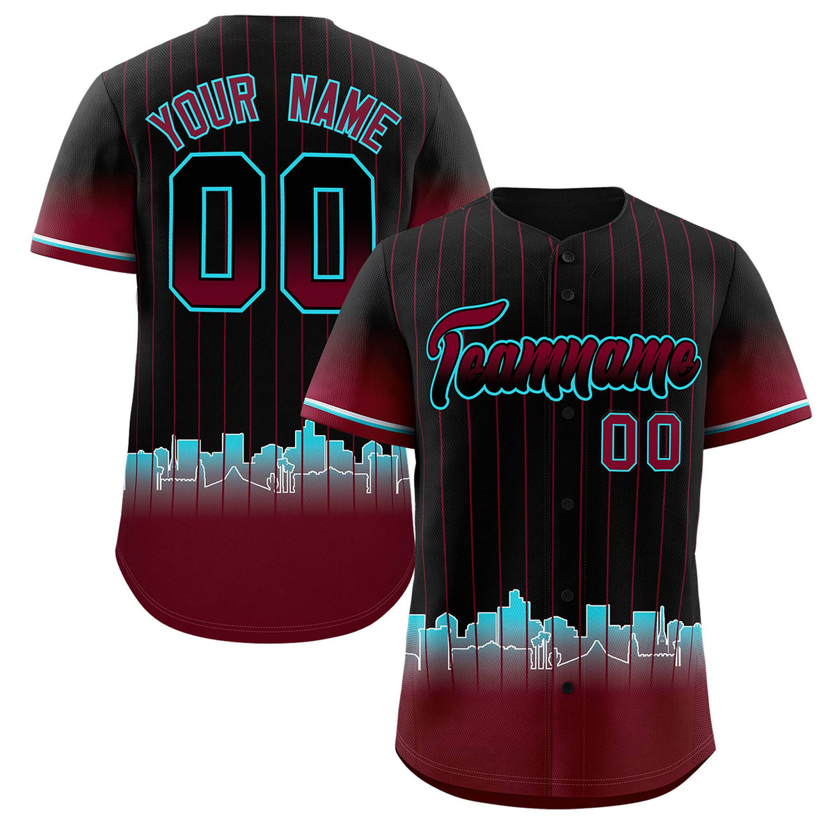 Custom Black Phoenix City Silhouette Authentic Baseball Jersey