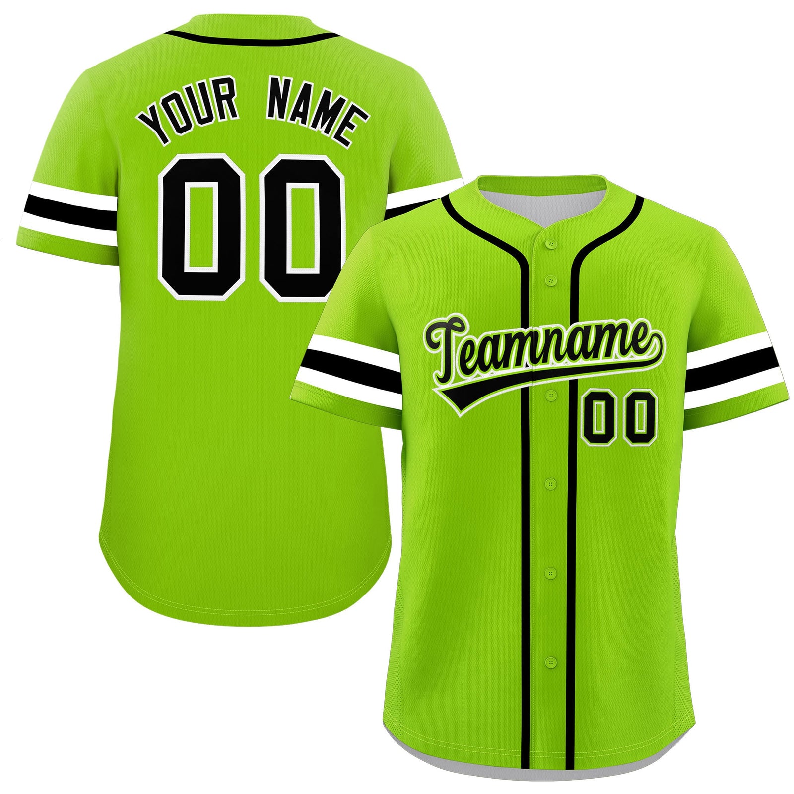 Custom Neon Green Black Classic Style Authentic Baseball Jersey