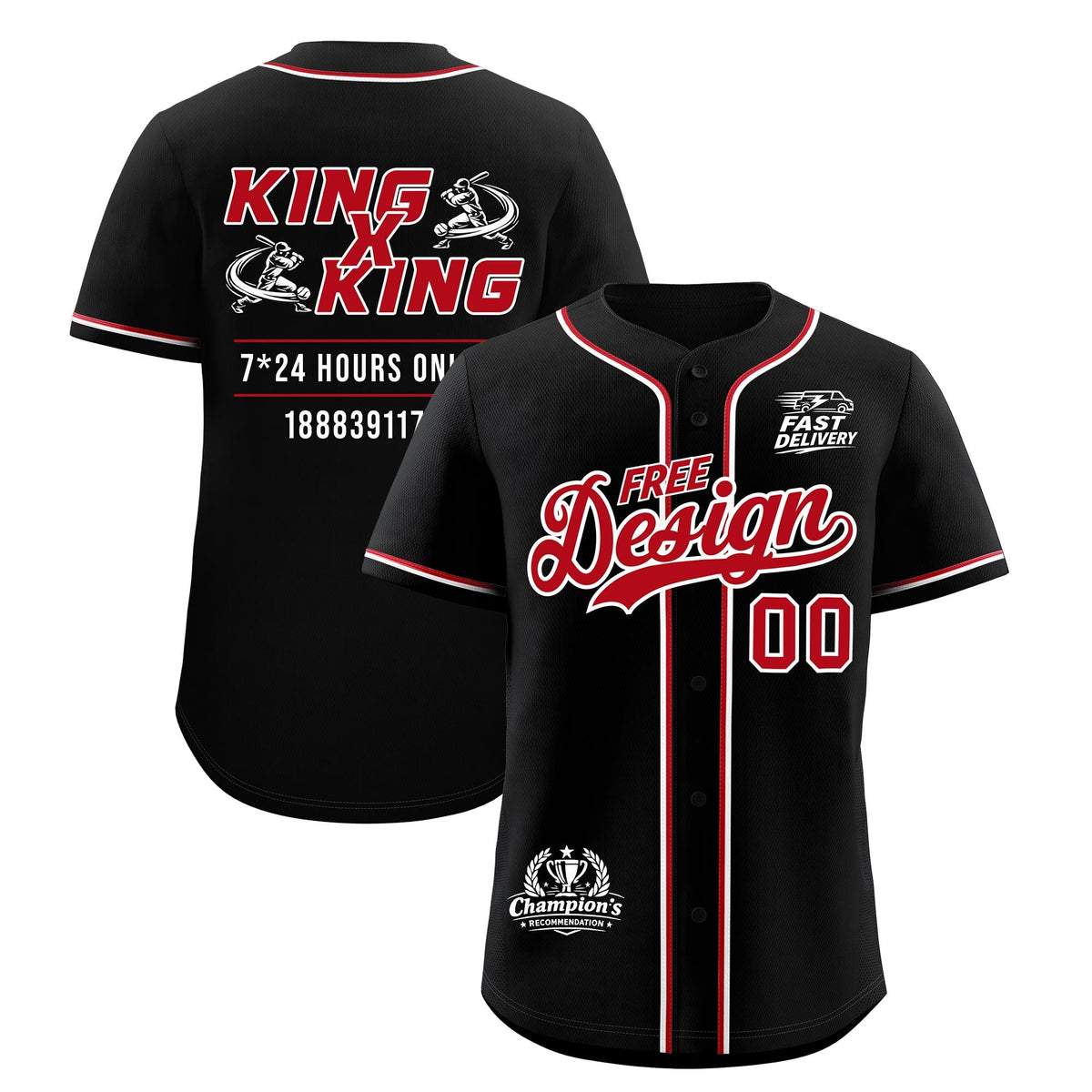 Custom Black Red Classic Style Stitched Sports Uniform Personalized For Teams Baseball Jersey| KXKSHOP