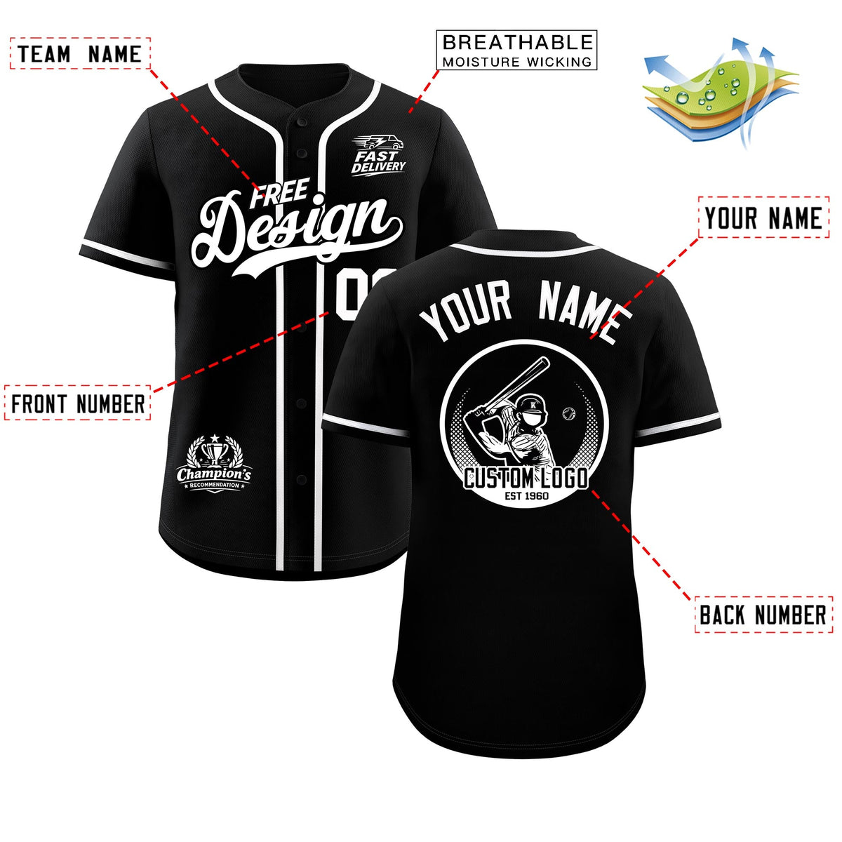 Custom Black White Classic Style Stitched Sports Uniform Personalized For Teams Baseball Jersey| KXKSHOP