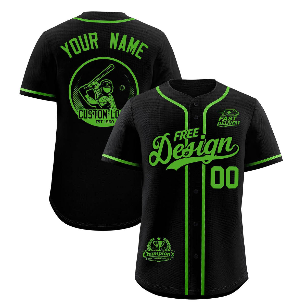 Custom Black Light Green Classic Style Stitched Sports Uniform Personalized For Teams Baseball Jersey| KXKSHOP