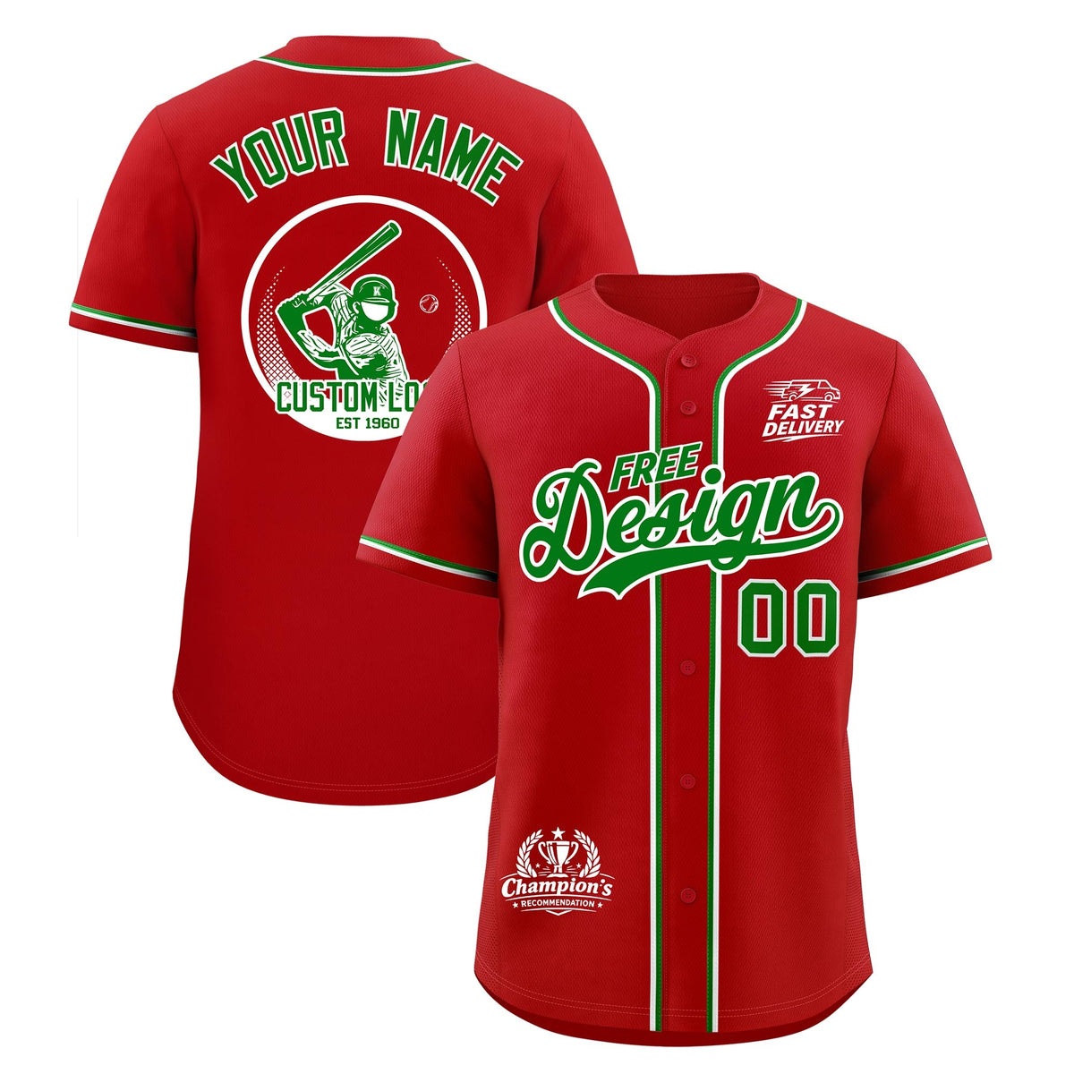 Custom Red Kelly Green Classic Style Stitched Sports Uniform Personalized For Teams Baseball Jersey| KXKSHOP