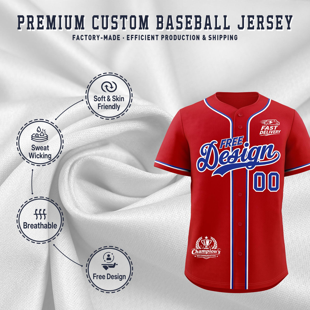 Custom Red Royal Classic Style Stitched Sports Uniform Personalized For Teams Baseball Jersey| KXKSHOP