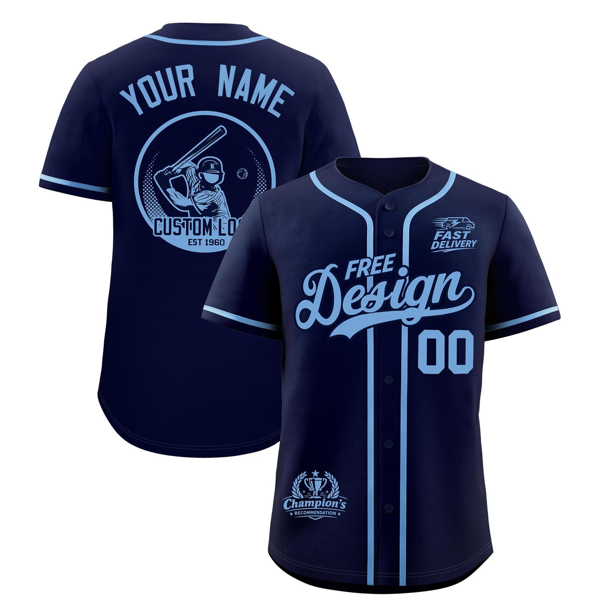 Custom Navy Powder Blue Classic Style Stitched Sports Uniform Personalized For Teams Baseball Jersey| KXKSHOP
