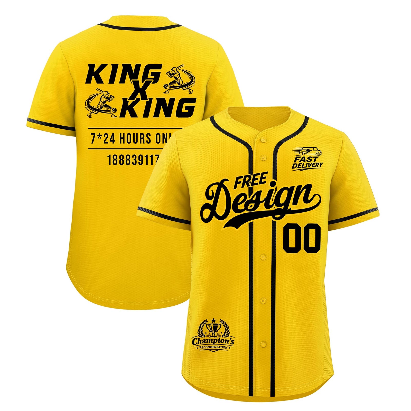 Custom Yellow Black Classic Style Stitched Sports Uniform Personalized For Teams Baseball Jersey| KXKSHOP