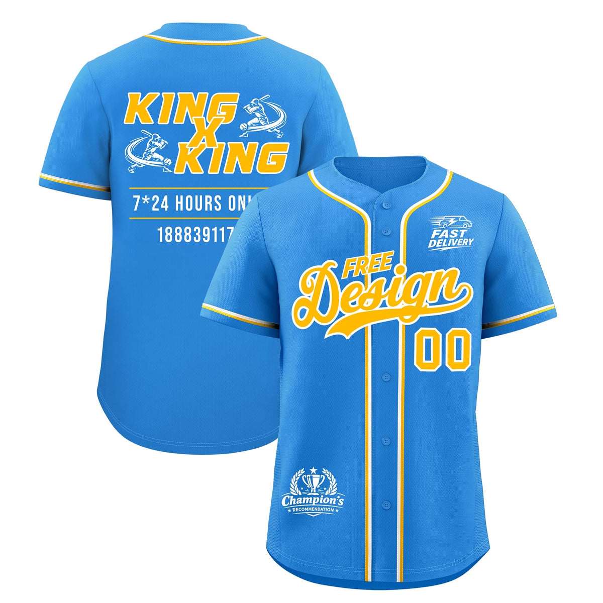 Custom Light Blue Yel low White Classic Style Stitched Sports Uniform Personalized For Teams Baseball Jersey| KXKSHOP