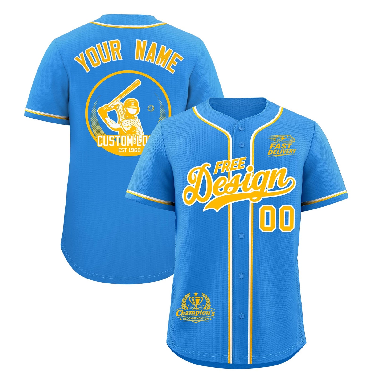 Custom Light Blue Yellow White Classic Style Stitched Sports Uniform Personalized For Teams Baseball Jersey| KXKSHOP