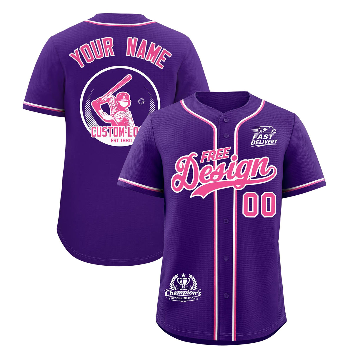 Custom Purple Pink White Classic Style Stitched Sports Uniform Personalized For Teams Baseball Jersey| KXKSHOP