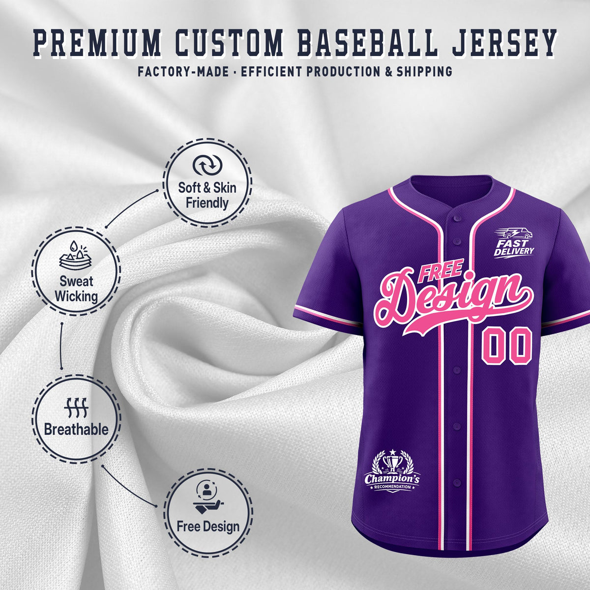Custom Purple Pink White Classic Style Stitched Sports Uniform Personalized For Teams Baseball Jersey| KXKSHOP