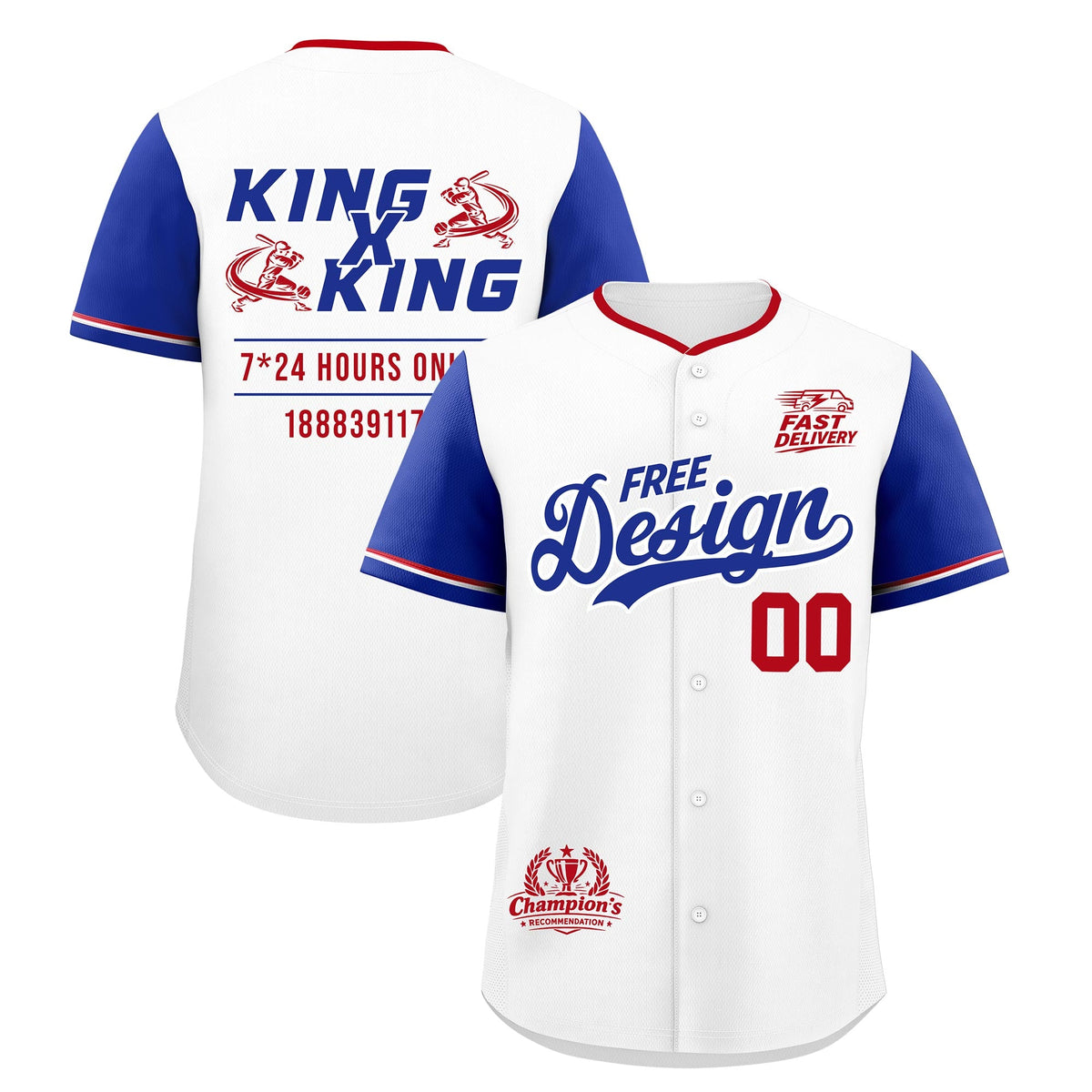 Custom White Royal Red Classic Style Stitched Sports Uniform Personalized For Teams Baseball Jersey| KXKSHOP
