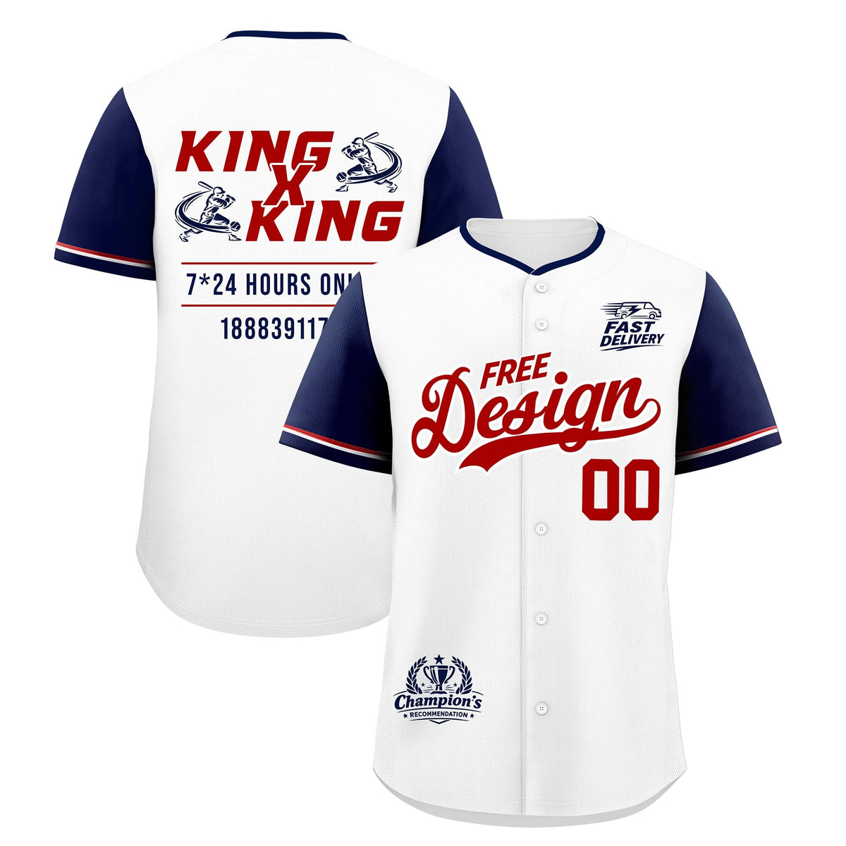 Custom White Red Navy Classic Style Stitched Sports Uniform Personalized For Teams Baseball Jersey| KXKSHOP