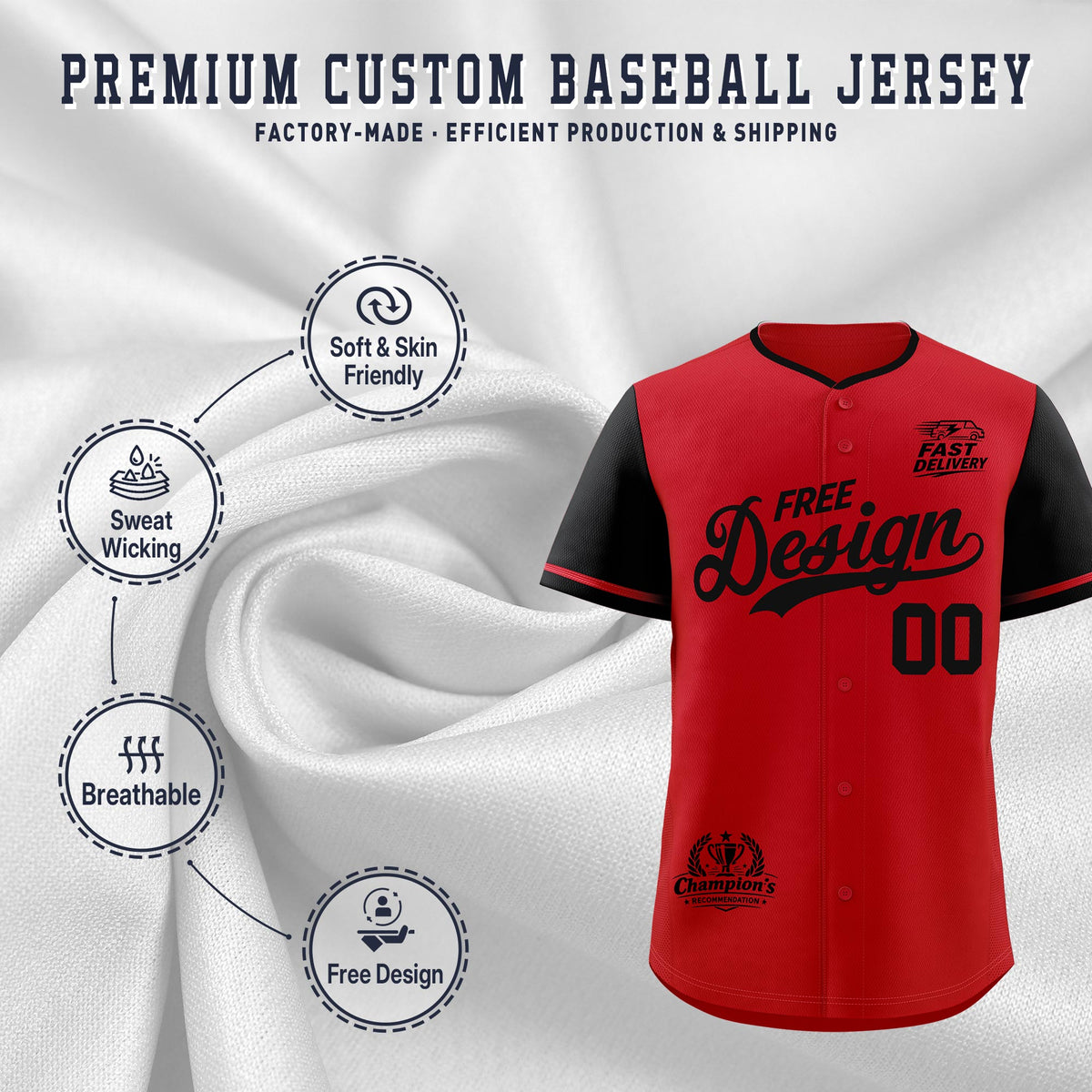 Custom Red Black Classic Style Stitched Sports Uniform Personalized For Teams Baseball Jersey| KXKSHOP
