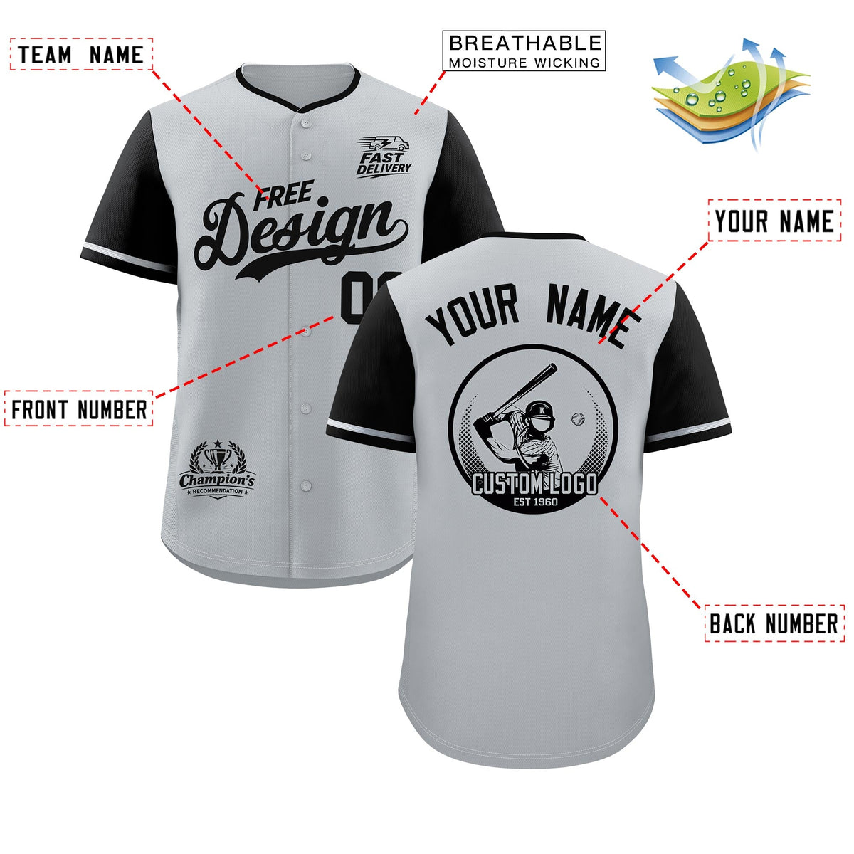 Custom Gray Black Classic Style Stitched Sports Uniform Personalized For Teams Baseball Jersey| KXKSHOP