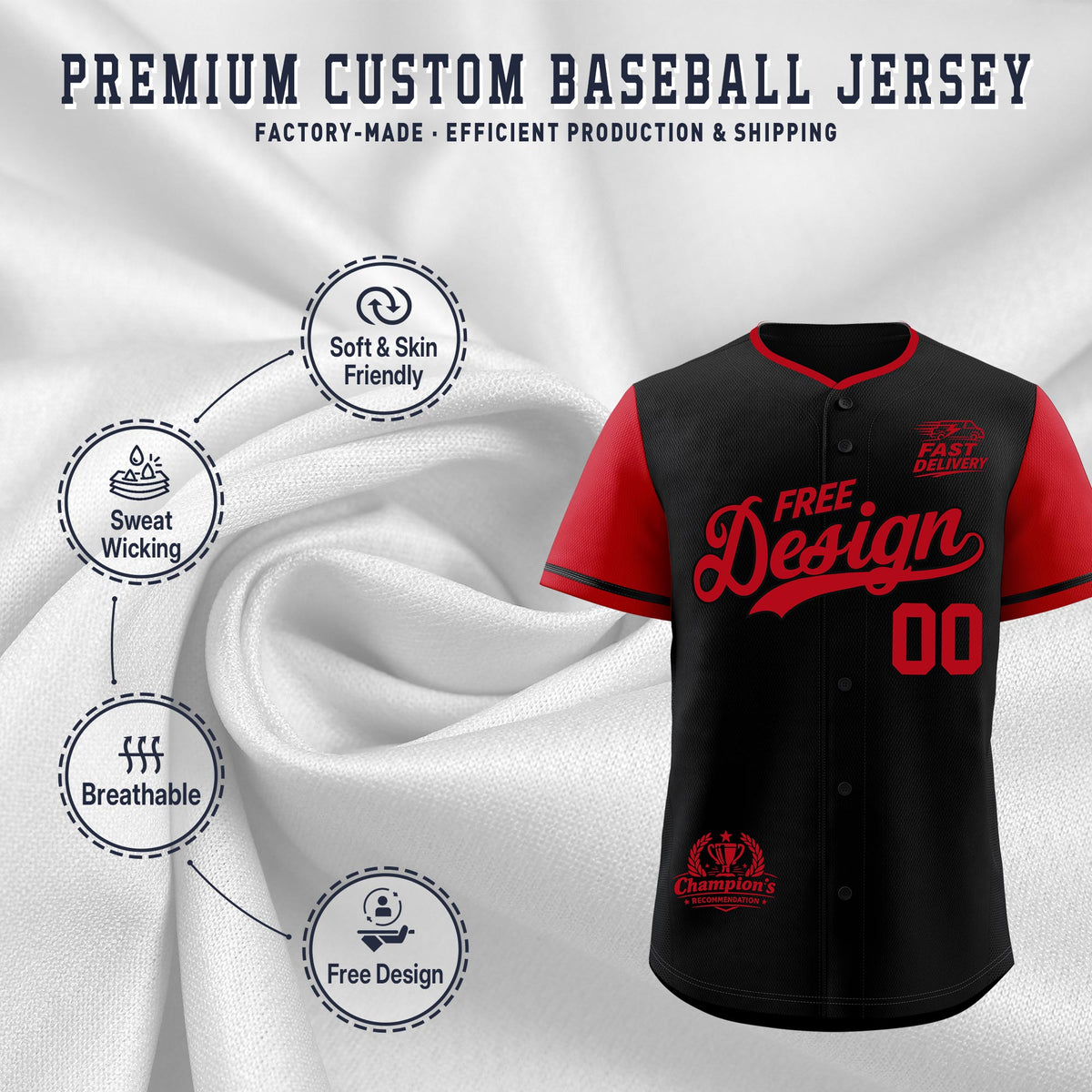Custom Black Red Classic Style Stitched Sports Uniform Personalized For Teams Baseball Jersey| KXKSHOP