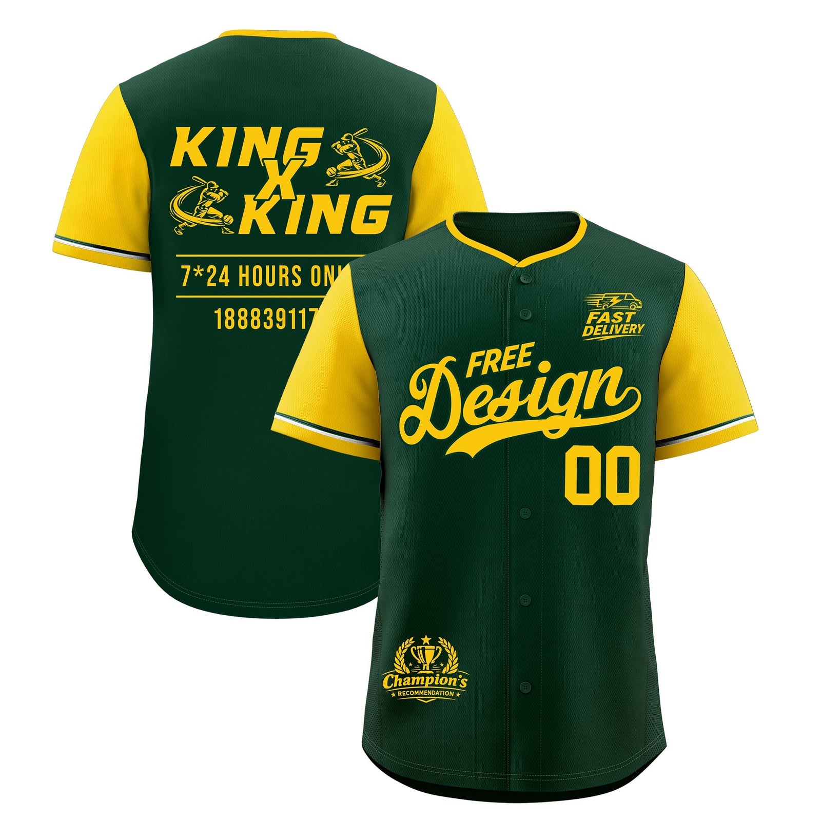 Custom Green Yellow Classic Style Stitched Sports Uniform Personalized For Teams Baseball Jersey| KXKSHOP