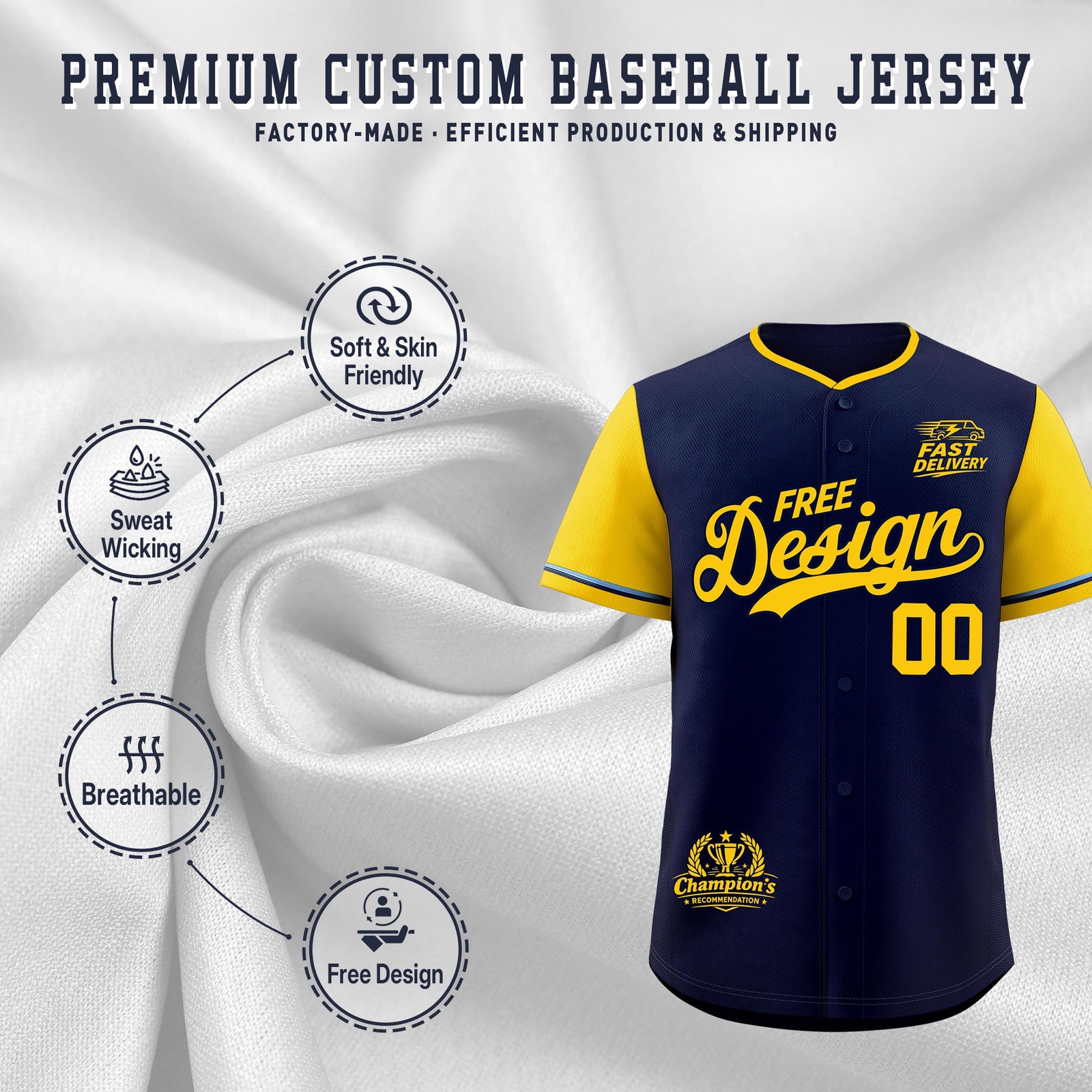 Custom Navy Powder Blue Classic Style Stitched Sports Uniform Personalized For Teams Baseball Jersey| KXKSHOP