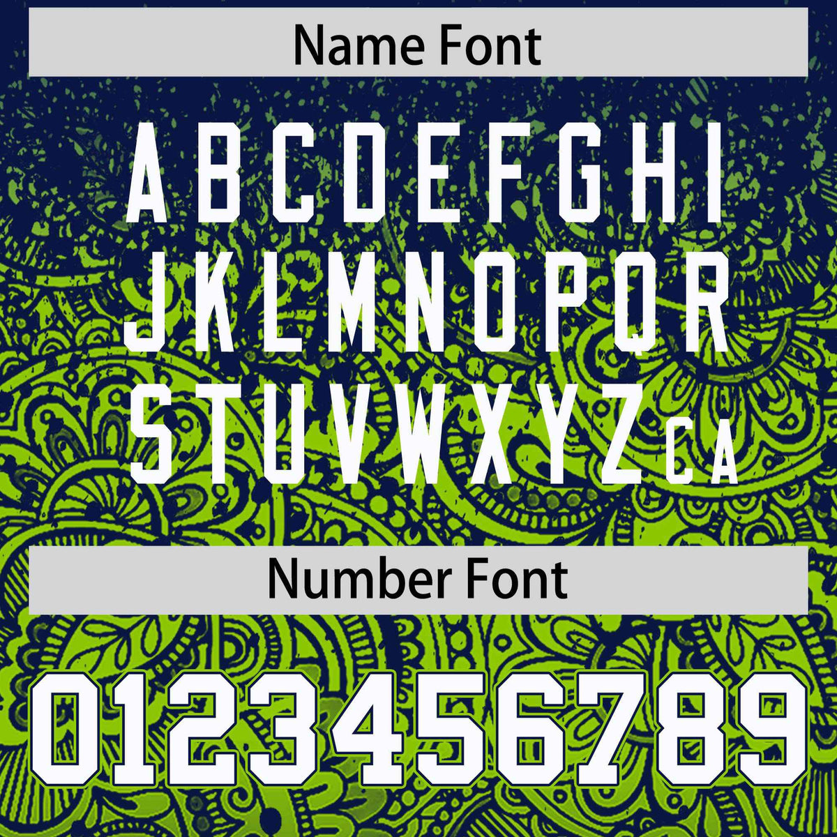 Custom Navy Neon Green Floral Print Pattern Full Button Gradient Fashion Baseball Jersey