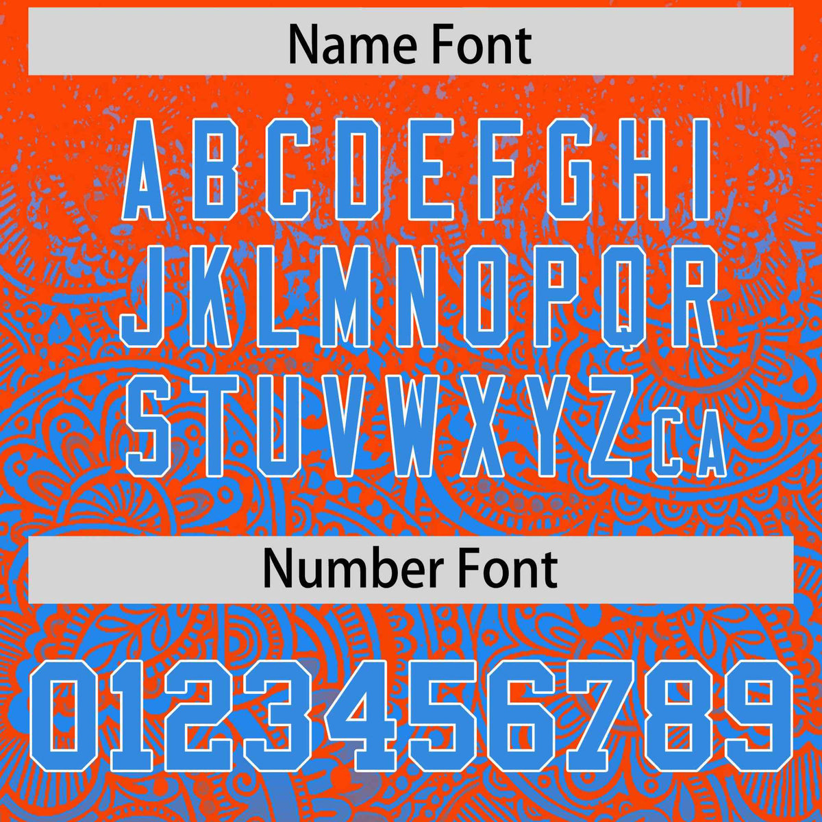 Custom Orange Light Blue Floral Print Pattern Full Button Gradient Fashion Baseball Jersey