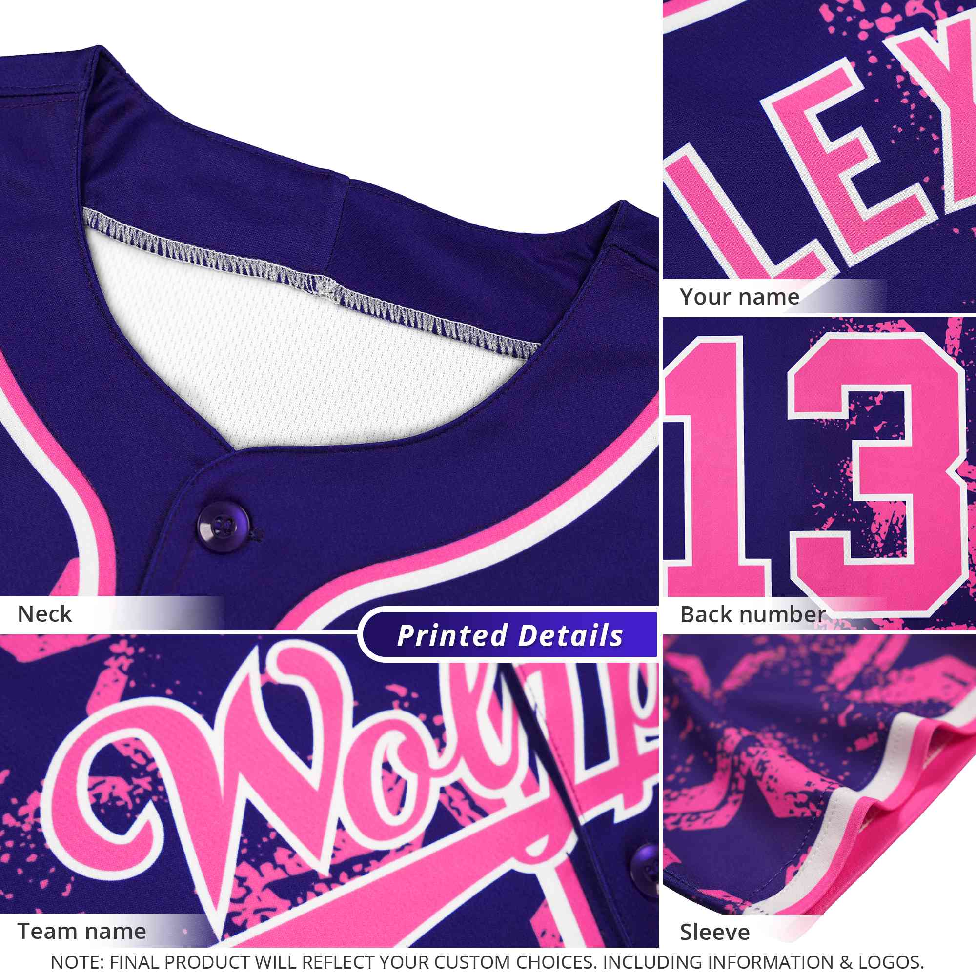 Custom Yellow Brown Floral Print Pattern Full Button Gradient Fashion Baseball Jersey