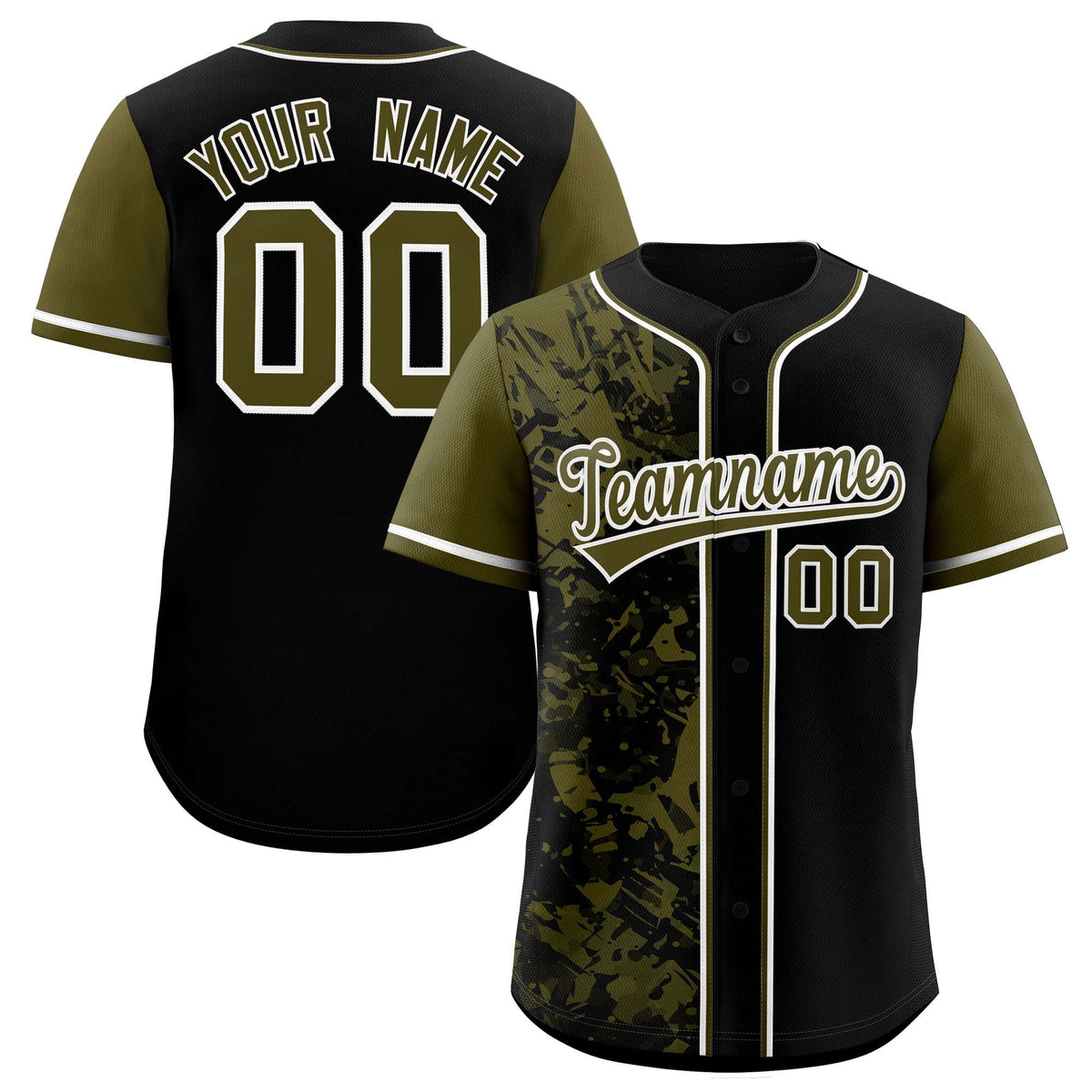 Custom Black Olive Split Personalized Graffiti Raglan Sleeve Authentic Baseball Jersey