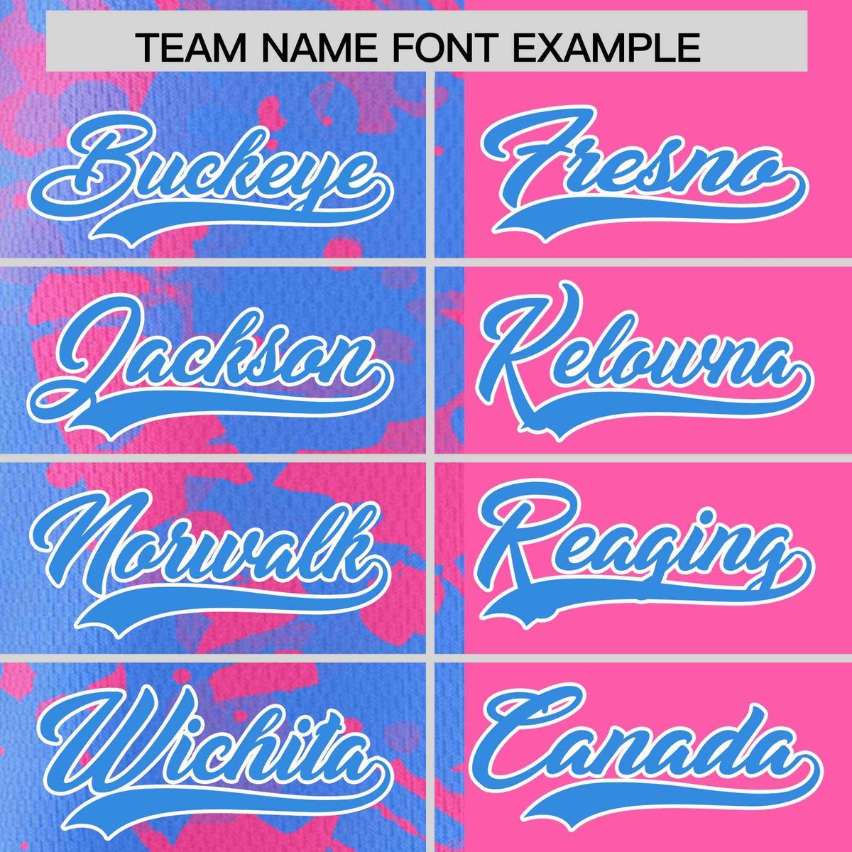 Custom Pink Powder Blue Split Personalized Graffiti Raglan Sleeve Authentic Baseball Jersey