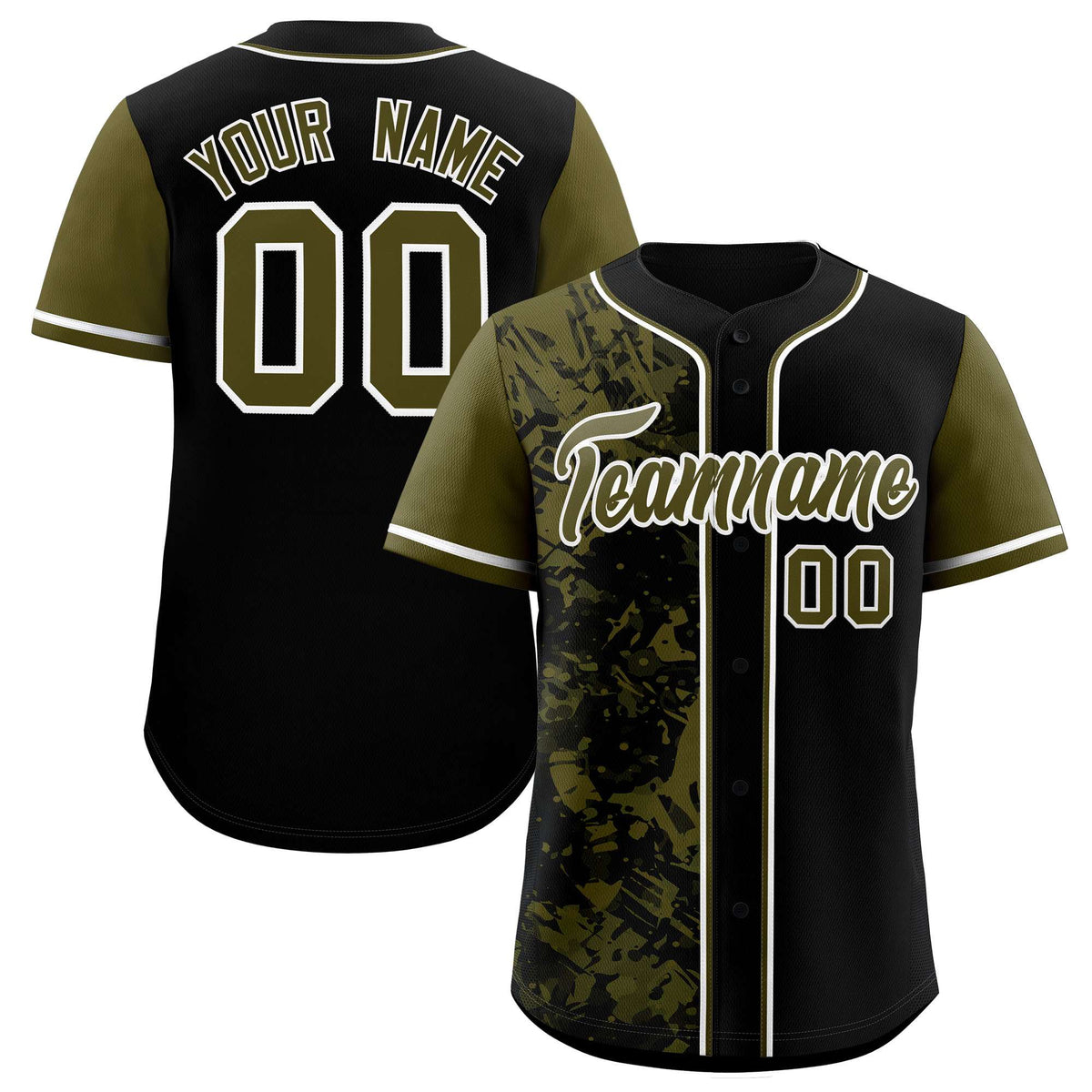 Custom Black Olive Split Personalized Graffiti Raglan Sleeve Authentic Baseball Jersey