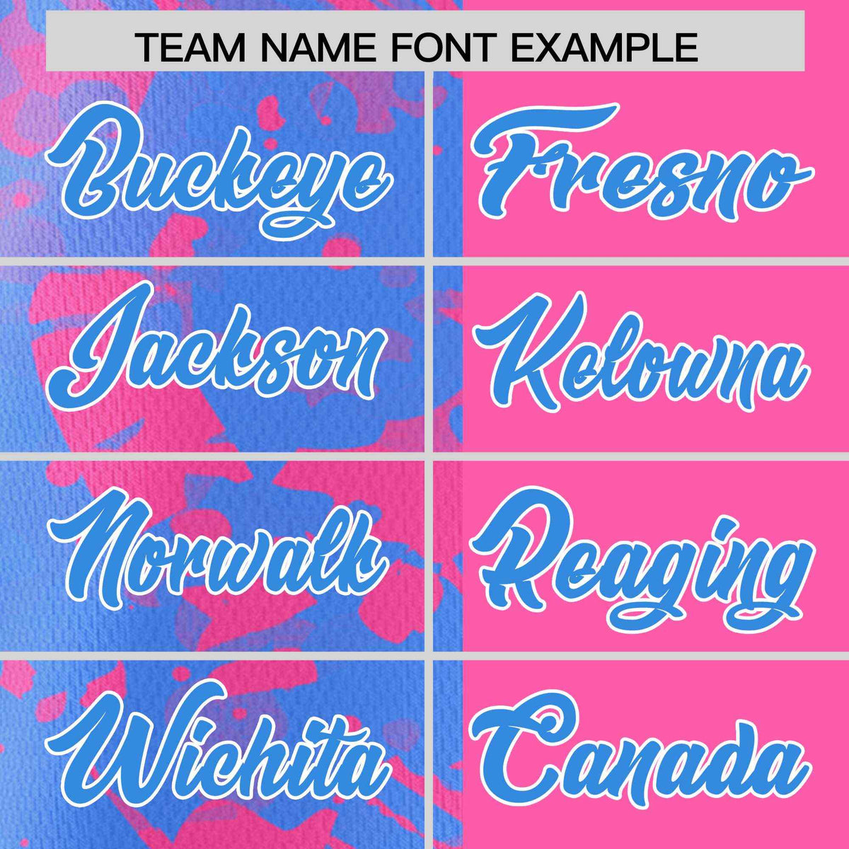 Custom Pink Powder Blue Split Personalized Graffiti Raglan Sleeve Authentic Baseball Jersey