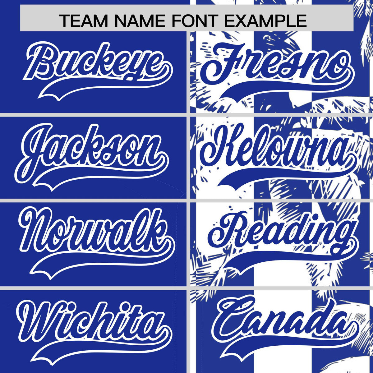 Custom Royal White Split Fashion Coconut Tree Design Authentic Baseball Jersey