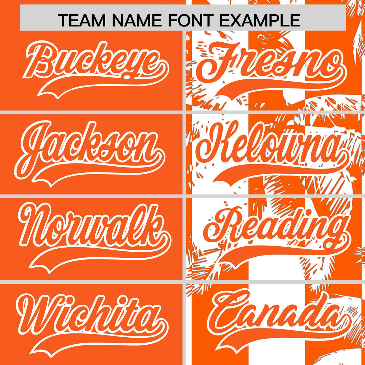 Custom Orange White Split Fashion Coconut Tree Design Authentic Baseball Jersey