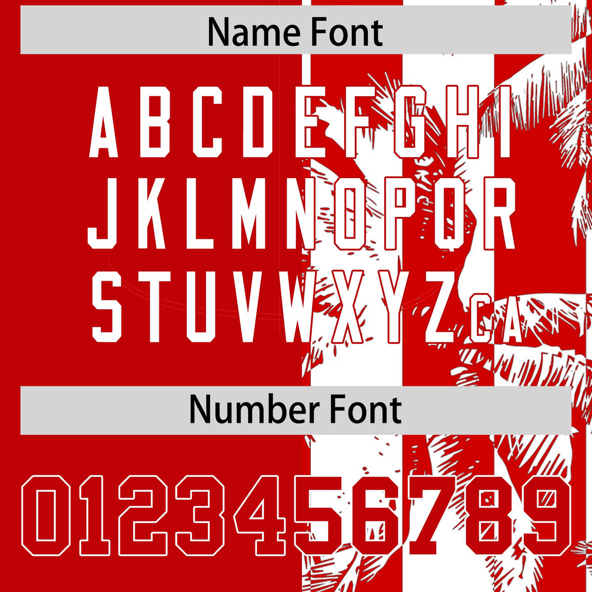 Custom Red White Split Fashion Coconut Tree Design Authentic Baseball Jersey