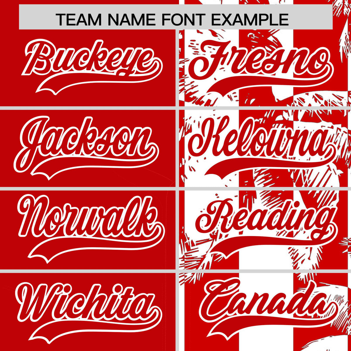 Custom Red White Split Fashion Coconut Tree Design Authentic Baseball Jersey