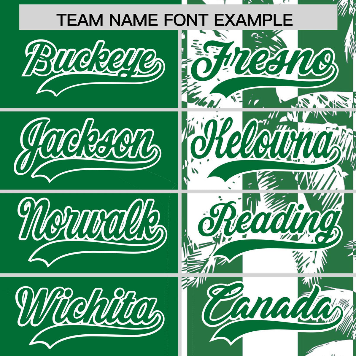 Custom Kelly Green White Split Fashion Coconut Tree Design Authentic Baseball Jersey