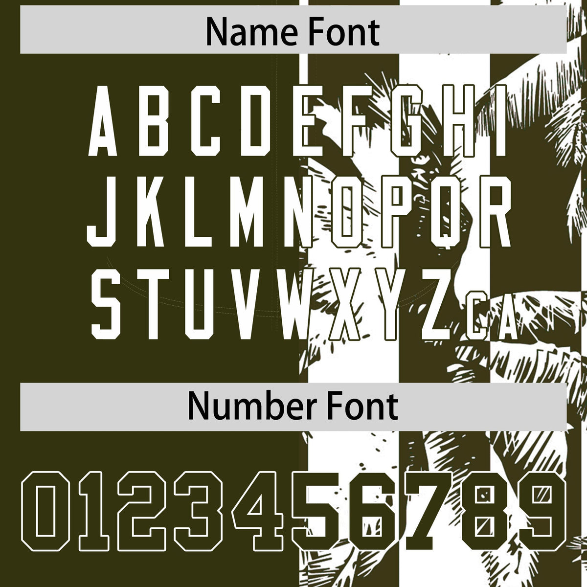 Custom Olive White Split Fashion Coconut Tree Design Authentic Baseball Jersey