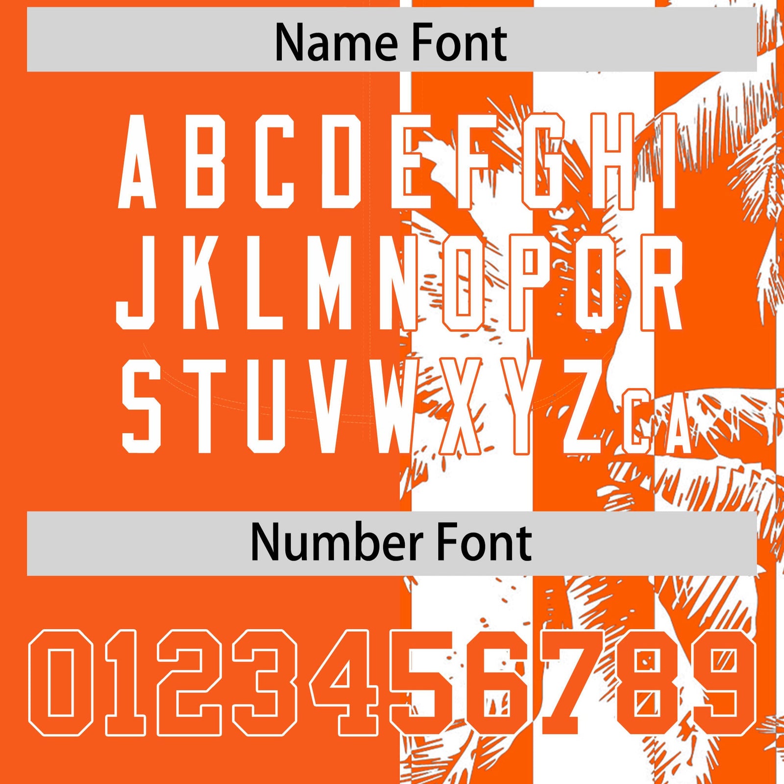 Custom Orange White Split Fashion Coconut Tree Design Authentic Baseball Jersey