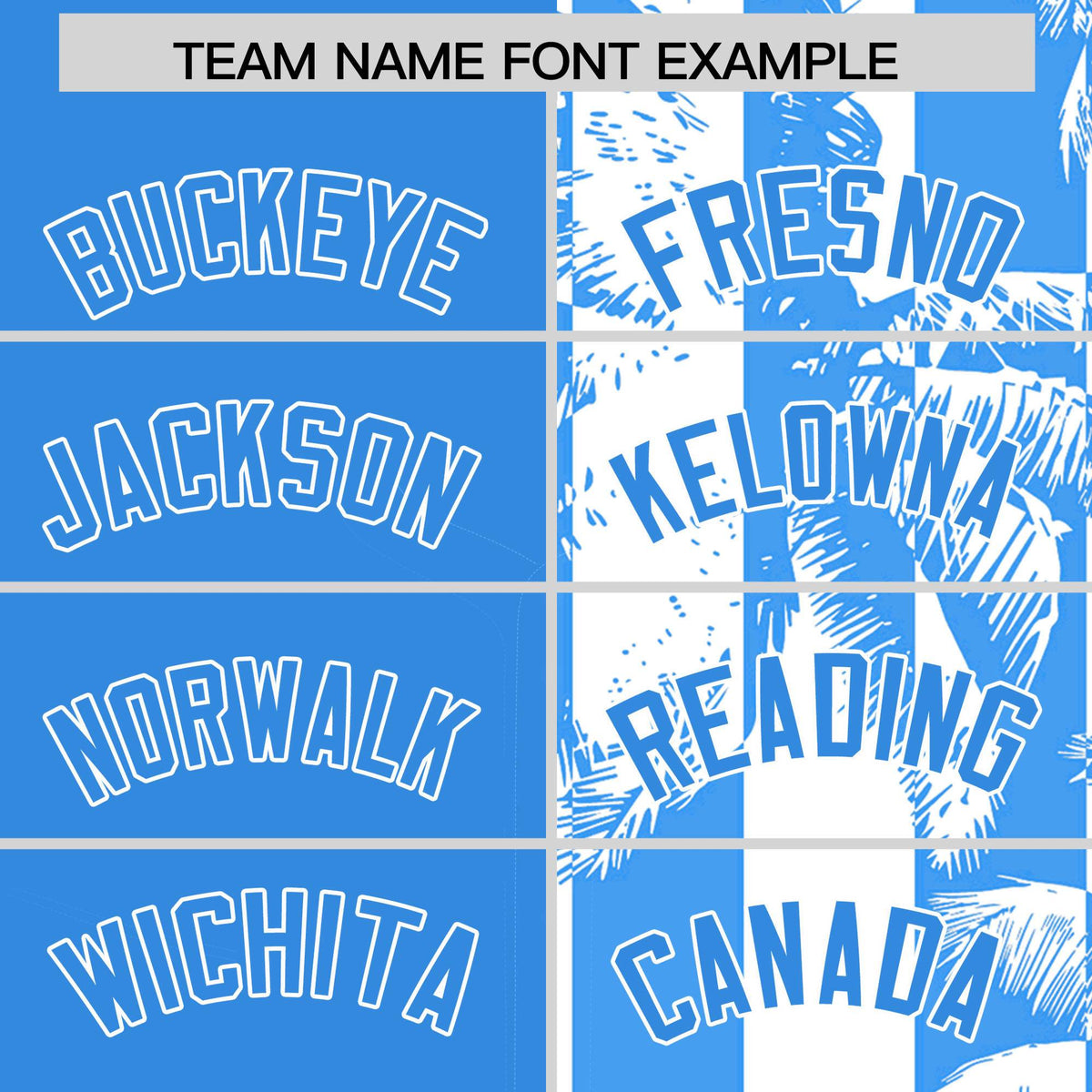 Custom Powder Blue White Split Fashion Coconut Tree Design Authentic Baseball Jersey