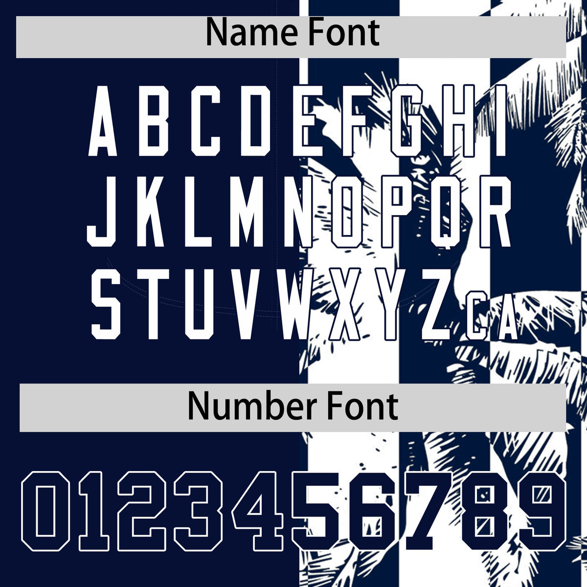 Custom Navy White Split Fashion Coconut Tree Design Authentic Baseball Jersey