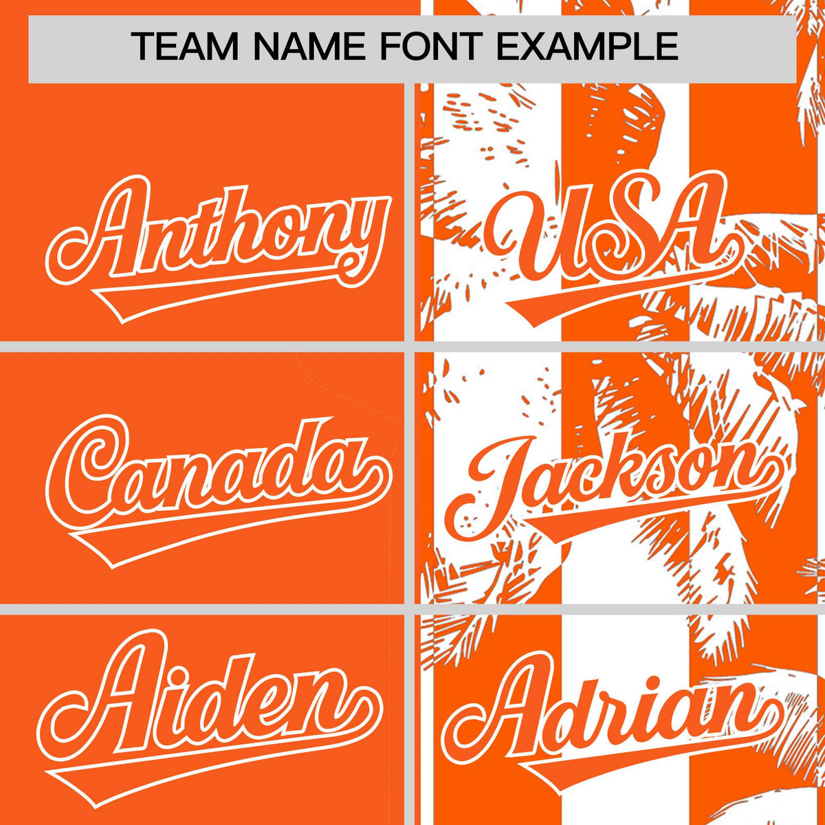 Custom Orange White Split Fashion Coconut Tree Design Authentic Baseball Jersey