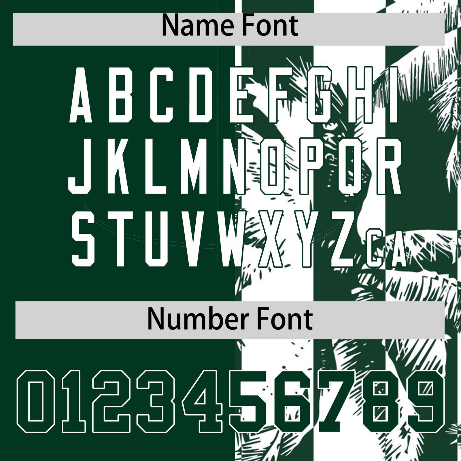 Custom Green White Split Fashion Coconut Tree Design Authentic Baseball Jersey