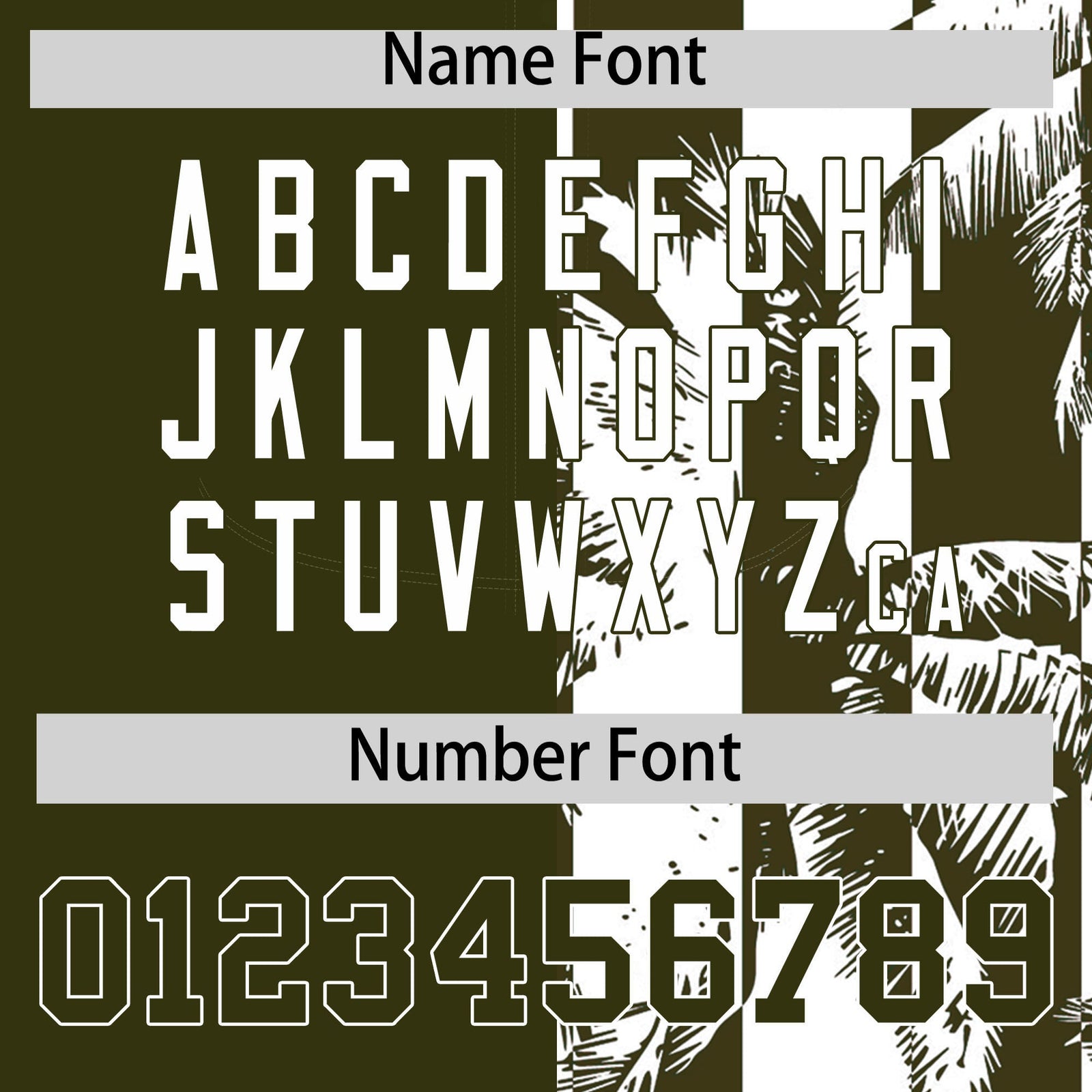 Custom Olive White Split Fashion Coconut Tree Design Authentic Baseball Jersey