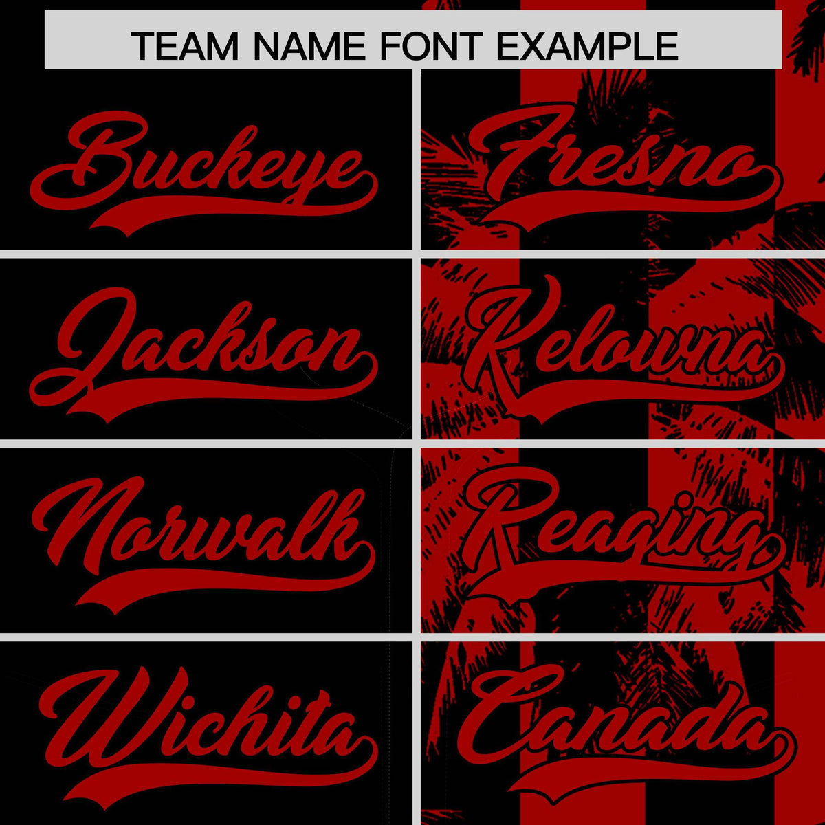 Custom Black Red Split Fashion Coconut Tree Design Authentic Baseball Jersey