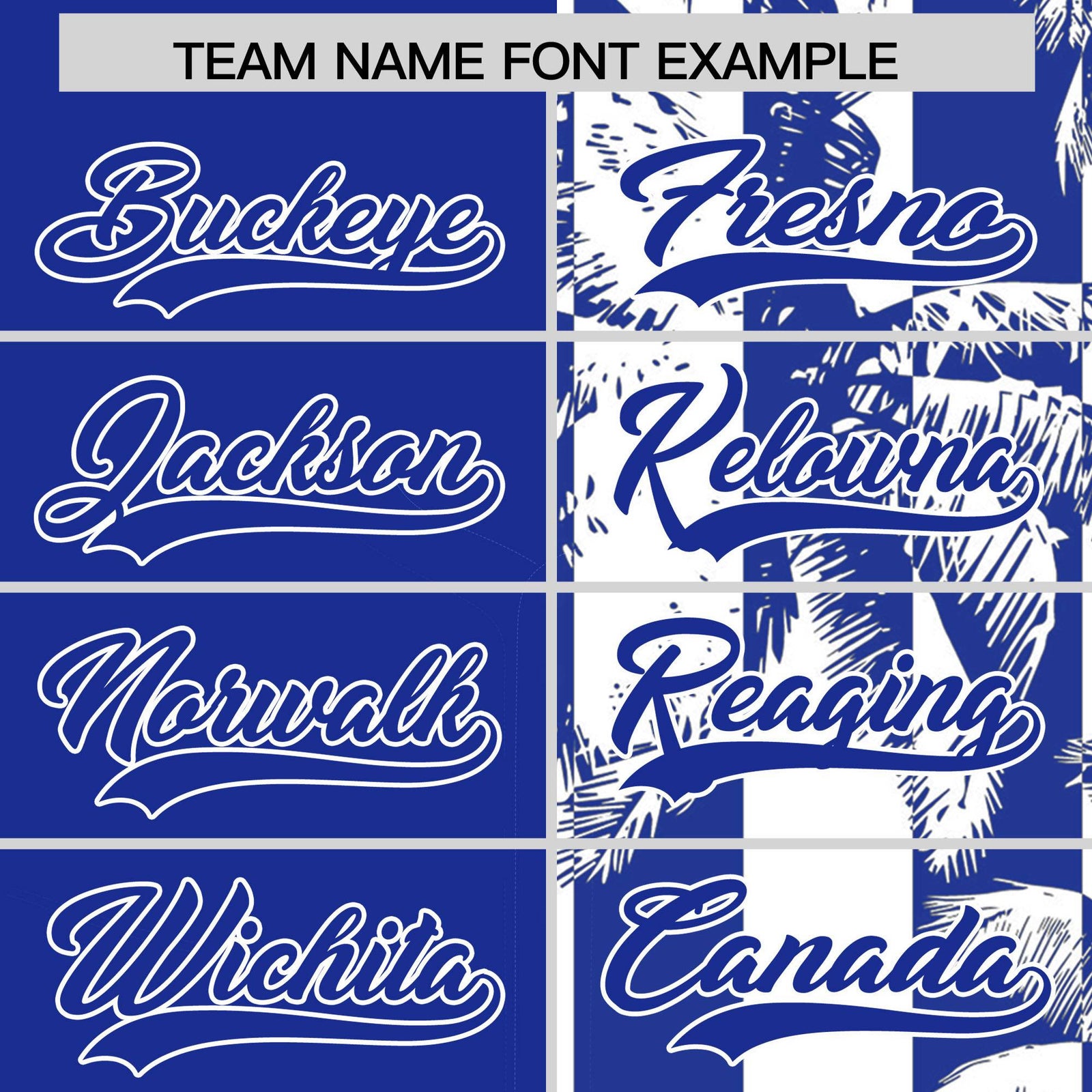 Custom Royal White Split Fashion Coconut Tree Design Authentic Baseball Jersey